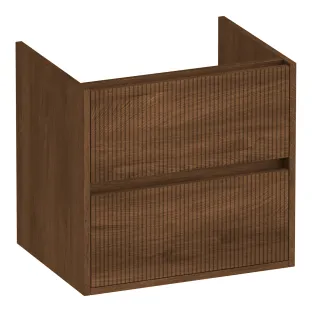 Brauer Adore Wavy washbasin cabinet - 60x46x55 cm - 2 drawers handleless - soft close - 1 siphon recess - MFC - Forest Cacao