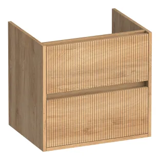 Brauer Adore Wavy washbasin cabinet - 60x46x55 cm - 2 drawers handleless - soft close - 1 siphon recess - MFC - Forest Tan