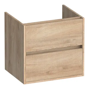 Brauer Adore Wavy washbasin cabinet - 60x46x55 cm - 2 drawers handleless - soft close - 1 siphon recess - MFC - Forest Wheat
