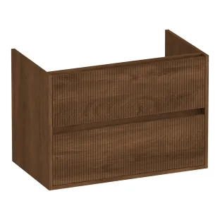 Brauer Adore Wavy washbasin cabinet - 80x46x55 cm - 2 drawers handleless - soft close - 1 siphon recess - MFC - Forest Cacao