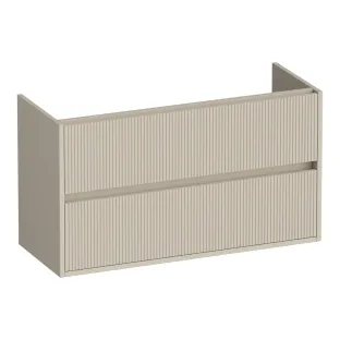Brauer Adore Wavy wastafelonderkast ondiep - 100x39x55 cm - 2 laden greeploos - softclose - 1 sifonuitsparing - MDF gelakt - Mat Beige