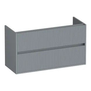 Brauer Adore Wavy wastafelonderkast ondiep - 100x39x55 cm - 2 laden greeploos - softclose - 1 sifonuitsparing - MDF gelakt - Mat Grijs