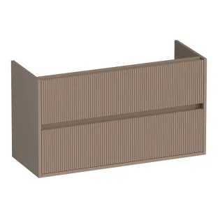 Brauer Adore Wavy washbasin cabinet shallow - 100x39x55 cm - 2 drawers handleless - soft close - 1 siphon recess - MDF lacquered - Matt Mocha