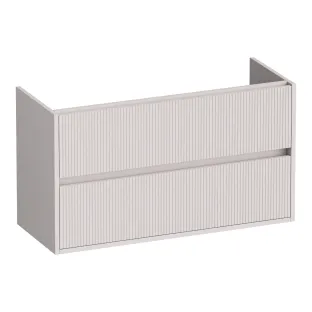 Brauer Adore Wavy washbasin cabinet shallow - 100x39x55 cm - 2 drawers handleless - soft close - 1 siphon recess - MDF lacquered - Matt Sand