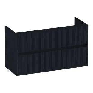 Brauer Adore Wavy washbasin cabinet shallow - 100x39x55 cm - 2 drawers handleless - soft close - 1 siphon recess - MDF lacquered - Matt Black