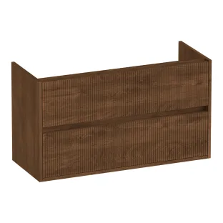 Brauer Adore Wavy wastafelonderkast ondiep - 100x39x55 cm - 2 laden greeploos - softclose - 1 sifonuitsparing - MFC - Forest Cacao