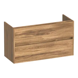 Brauer Adore Wavy wastafelonderkast ondiep - 100x39x55 cm - 2 laden greeploos - softclose - 1 sifonuitsparing - MFC - Honey