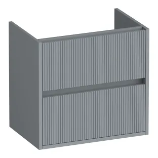 Brauer Adore Wavy wastafelonderkast ondiep - 60x39x55 cm - 2 laden greeploos - softclose - 1 sifonuitsparing - MDF gelakt - Mat Grijs