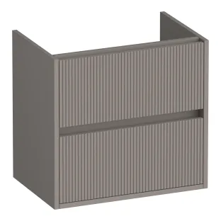 Brauer Adore Wavy wastafelonderkast ondiep - 60x39x55 cm - 2 laden greeploos - softclose - 1 sifonuitsparing - MDF gelakt - Mat Taupe