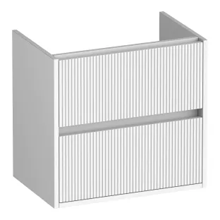 Brauer Adore Wavy washbasin cabinet shallow - 60x39x55 cm - 2 drawers without handles - soft close - 1 siphon recess - MDF lacquered - Matt White