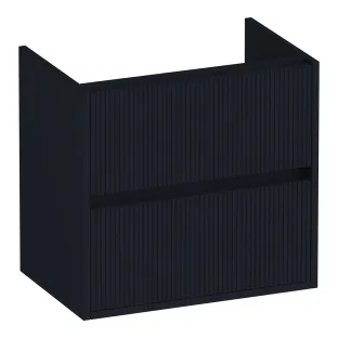 Brauer Adore Wavy washbasin cabinet shallow - 60x39x55 cm - 2 drawers handleless - soft close - 1 siphon recess - MDF lacquered - Matt Black