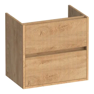 Brauer Adore Wavy wastafelonderkast ondiep - 60x39x55 cm - 2 laden greeploos - softclose - 1 sifonuitsparing - MFC - Forest Tan