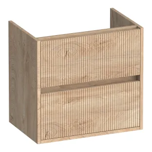 Brauer Adore Wavy wastafelonderkast ondiep - 60x39x55 cm - 2 laden greeploos - softclose - 1 sifonuitsparing - MFC - Forest Wheat