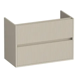 Brauer Adore Wavy washbasin cabinet shallow - 80x39x55 cm - 2 drawers handleless - soft close - 1 siphon recess - MDF lacquered - Matt Beige
