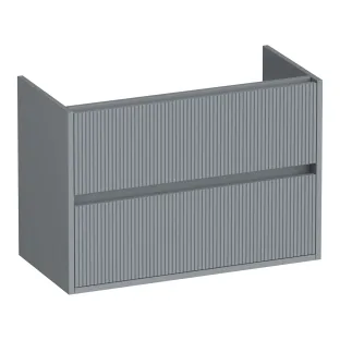 Brauer Adore Wavy wastafelonderkast ondiep - 80x39x55 cm - 2 laden greeploos - softclose - 1 sifonuitsparing - MDF gelakt - Mat Grijs