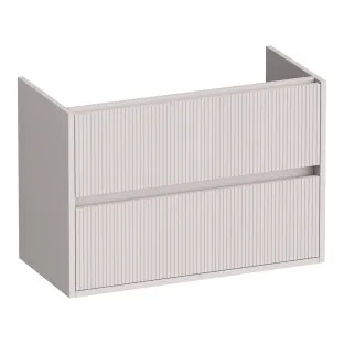 Brauer Adore Wavy washbasin cabinet shallow - 80x39x55 cm - 2 drawers handleless - soft close - 1 siphon recess - MDF lacquered - Matt Sand