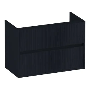 Brauer Adore Wavy washbasin cabinet shallow - 80x39x55 cm - 2 drawers without handles - soft close - 1 siphon recess - MDF lacquered - Matt Black