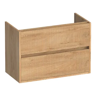 Brauer Adore Wavy washbasin cabinet shallow - 80x39x55 cm - 2 drawers handleless - soft close - 1 siphon recess - MFC - Forest Tan