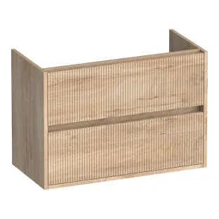 Brauer Adore Wavy washbasin cabinet shallow - 80x39x55 cm - 2 drawers handleless - softclose - 1 siphon recess - MFC - Forest Wheat