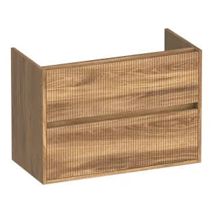 Brauer Adore Wavy washbasin cabinet shallow - 80x39x55 cm - 2 drawers handleless - softclose - 1 siphon recess - MFC - Honey