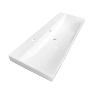 Brauer Aurora washbasin - ceramic - 120x46 cm - 2 tap holes - Gloss white