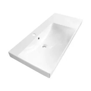Brauer Aurora washbasin left - ceramic - 100x46 cm - 1 tap hole - Gloss white