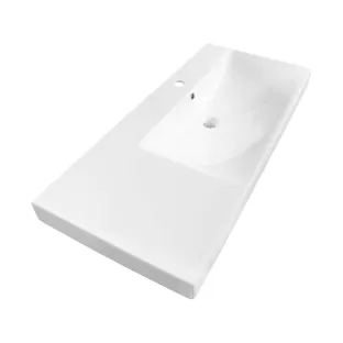 Brauer Aurora washbasin right - ceramic - 100x46 cm - 1 tap hole - Gloss white