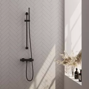 Brauer Black Carving surface-mounted shower tap - sliding bar - rod hand shower - matt black