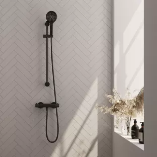 Brauer Black Carving surface-mounted shower tap - sliding bar - 3-position hand shower - matt black