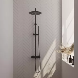 Brauer Black Carving Rain shower set surface-mounted - main shower 30 cm - sliding bar - hand shower bar 1 position - matt black