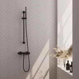 Brauer Black Edition surface-mounted shower tap - sliding bar - rod hand shower - matt black