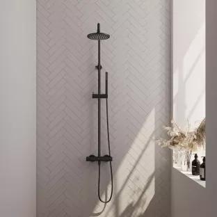 Brauer Black Edition Rain shower set surface-mounted - main shower 20 cm - sliding bar - hand shower bar 1 position - matt black