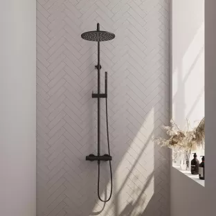 Brauer Black Edition Rain shower set surface-mounted - main shower 30 cm - sliding bar - hand shower bar 1 position - matt black