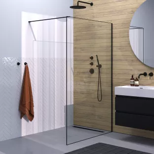 Brauer Black Frame walk-in shower 120x200 cm with framed wall profile - matt black