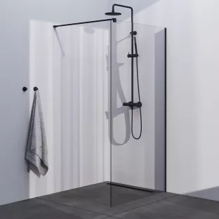 Brauer Black Season walk-in shower 100x200 cm with wall profile - matt black