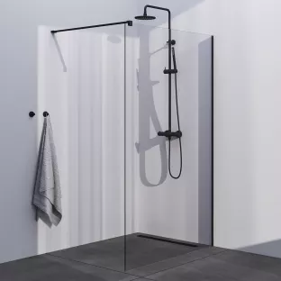 Brauer Black Season walk-in shower 130x200 cm with wall profile - matt black