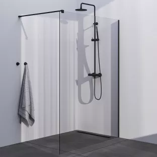 Brauer Black Season walk-in shower 140x200 cm with wall profile - matt black