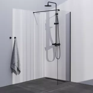 Brauer Black Season walk-in shower 60x200 cm with wall profile - matt black