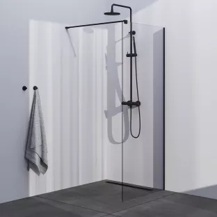 Brauer Black Season walk-in shower 80x200 cm with wall profile - matt black