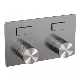 Brauer Brushed Carving 2-way built-in thermostat with push buttons - built-in part - brushed stainless steel PVD