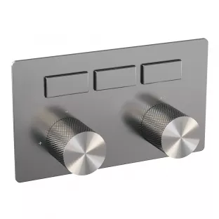 Brauer Brushed Carving 3-way built-in thermostat with push buttons - built-in part - brushed stainless steel PVD