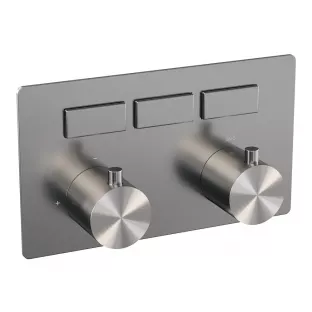 Brauer Brushed Edition 3-way built-in thermostat with push buttons - built-in part - brushed stainless steel PVD