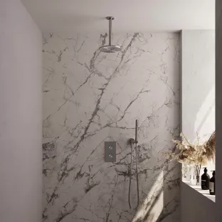 Brauer Brushed Edition built-in set with 3-way thermostat - main shower 20 cm - ceiling arm - rod hand shower - wall connection - brushed stainless steel PVD