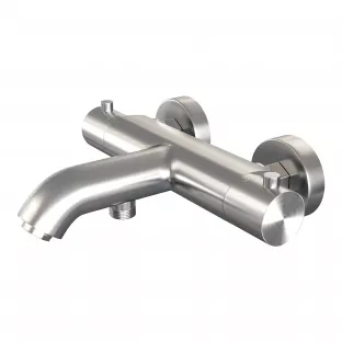 Brauer Brushed Edition surface-mounted bath shower thermostat tap - Brushed stainless steel PVD