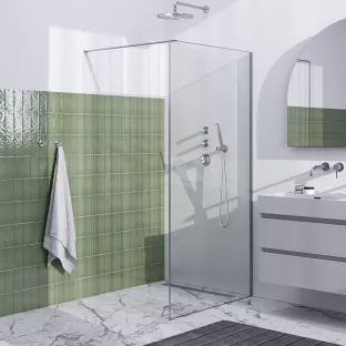 Brauer Brushed Frame walk-in shower 100x200 cm with wall profile framed - brushed stainless steel