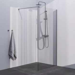 Brauer Brushed Season walk-in shower 100x200 cm with wall profile - brushed stainless steel