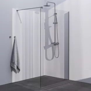 Brauer Brushed Season walk-in shower 120x200 cm with wall profile - brushed stainless steel