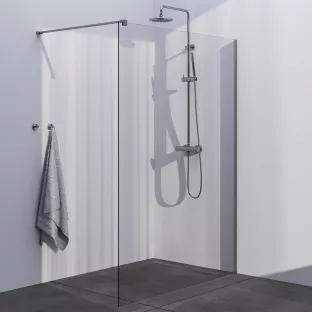 Brauer Brushed Season walk-in shower 140x200 cm with wall profile - brushed stainless steel