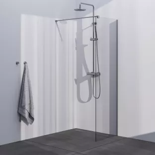 Brauer Brushed Season walk-in shower 60x200 cm with wall profile - brushed stainless steel