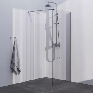 Brauer Brushed Season walk-in shower 80x200 cm with wall profile - brushed stainless steel